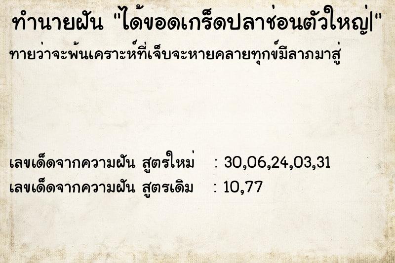 ทำนายฝันทำนายฝันได้ขอดเกร็ดปลาช่อนตัวใหญ่|